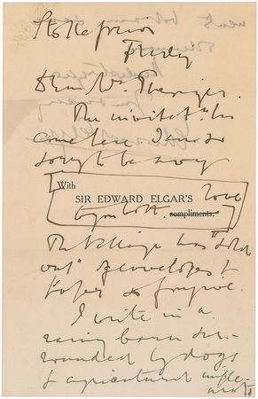 Lot #659 Edward Elgar Handwritten Letter Signed - Image 1