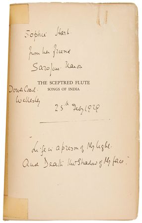 Lot #625 Sarojini Naidu: â??The Nightingale of Indiaâ?? adds a line from â??The Soulâ??s Prayerâ?? to a volume of her poetry - Image 1