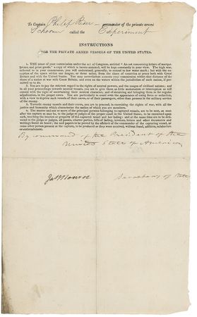 Lot #11 James Monroe: Important War of 1812