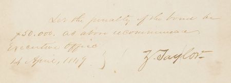 Lot #29 Zachary Taylor Signed Document
