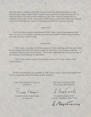 Lot #288 Mikhail Gorbachev Souvenir Treaty - Image 2