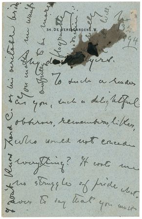 Lot #618 Henry James: The author dismisses a story of his own??I daresay it is one of the worst I was ever guilty of? - Image 1