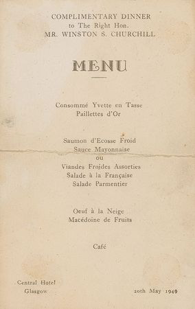 Lot #190 Winston Churchill Menu - Image 2