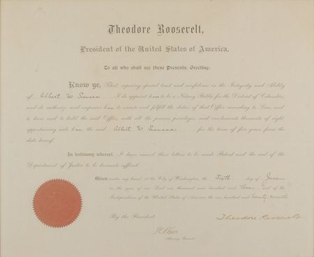 Lot #65 Theodore Roosevelt Signed Document - Image 1