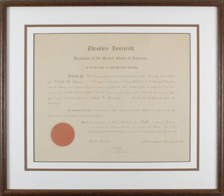 Lot #65 Theodore Roosevelt Signed Document - Image 2