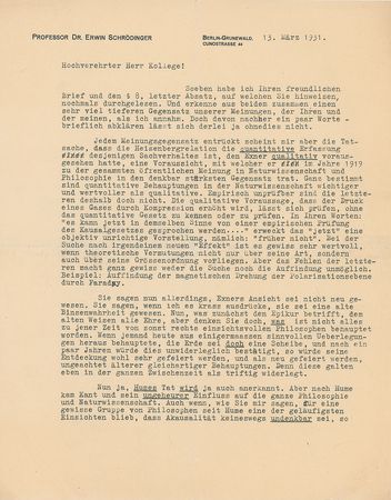 Lot #259 Erwin Schrodinger: Important philosophic debate in the development of quantum mechanics - Image 1