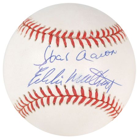 Lot #936 Hank Aaron and Eddie Mathews Baseball - Image 1
