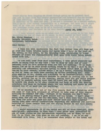 Lot #729 Elvis Presley: Colonel Tom Parker Typed Letter Signed - Image 1