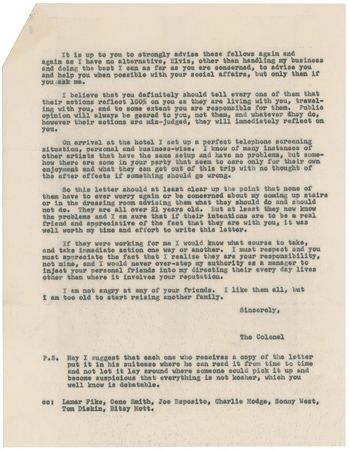 Lot #729 Elvis Presley: Colonel Tom Parker Typed Letter Signed - Image 2