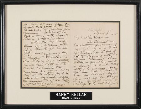 Lot #822 Harry Kellar Handwritten Letter Signed - Image 2