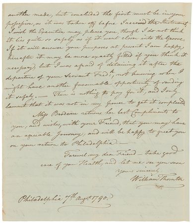 Lot #266 William Thornton Handwritten Letter Signed - Image 2