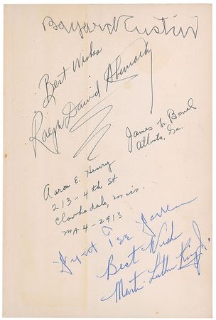 Lot #229 Martin Luther King, Jr: Amazing combination of civil rights icons, including MLK, Parks, and Abernathy - Image 1