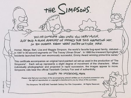 Lot #493 Joey Ramone’s Simpsons Cel - Image 3