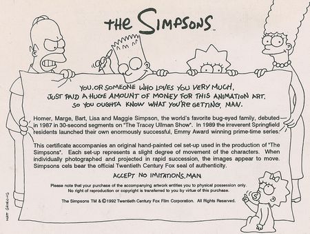 Lot #494 Joey Ramone’s Simpsons Cel - Image 3