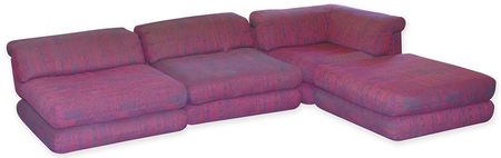 Lot #447 Joey Ramone?s Red Aztec Print Cushion Couch - Image 1
