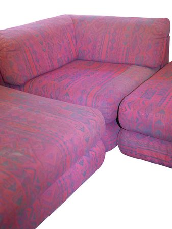 Lot #447 Joey Ramone?s Red Aztec Print Cushion Couch - Image 3