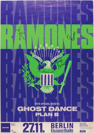 Lot #509 The Ramones Berlin Show-Used Signed Poster - Image 1