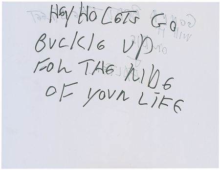 Lot #497 Joey Ramone?s Lyrics: Hey Ho Let?s Go - Image 1