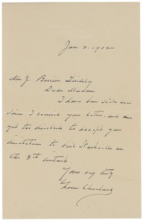 Lot #93 Grover Cleveland Handwritten Letter Signed - Image 1
