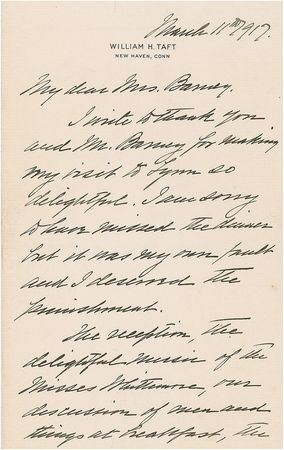 Lot #100 William H. Taft Handwritten Letter Signed - Image 1