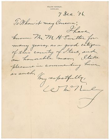 Lot #95 William McKinley Handwritten Letter Signed - Image 1