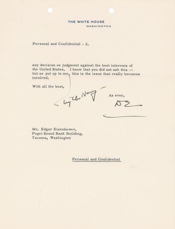 Lot #61 Dwight D. Eisenhower: “I simply cannot act as the final referee in every case where there arises difference of opinion” - Image 2