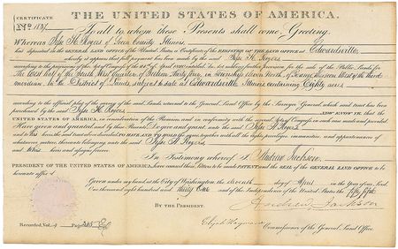 Lot #19 Andrew Jackson Signed Document