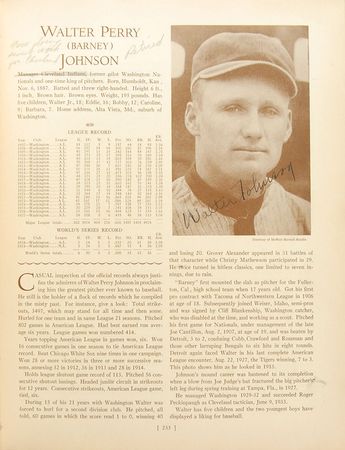 Lot #850 Walter Johnson: Exceptional ?Big Train? signed image in the 1933 Who?s Who - Image 1
