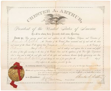 Lot #91 Chester A. Arthur Signed Document - Image 1