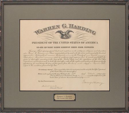 Lot #47 Warren G. Harding Signed Document - Image 1