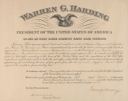 Lot #47 Warren G. Harding Signed Document - Image 2