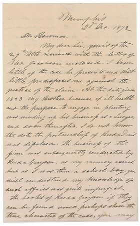 Lot #315 Jefferson Davis: ?I was then a school boy,? responding to a decades-old legal case, but ?if the claim is a just one I have no hesitation as to paying it? - Image 1