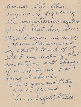 Lot #566 Laura Ingalls Wilder: “I think it was easier and we were happier fighting all the difficulties and dangers of our pioneer life” - Image 4