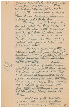 Lot #531 Zane Grey: “Splash after splash…and then, suddenly, a beautiful gold and blue fish leaped high, like a greyhound” - Image 4