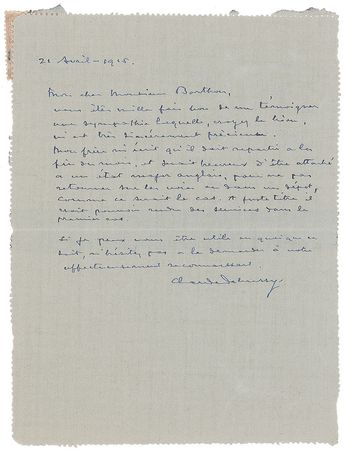 Lot #596 Claude Debussy: A plea for his brother in World War I - Image 1