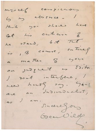 Lot #563 Oscar Wilde: Wilde addresses a misprint in ‘The Soul of Man under Socialism’ - Image 4