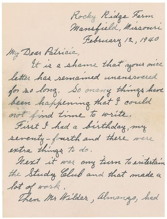 Lot #567 Laura Ingalls Wilder: “I’m glad you like my books and you are right, I am Laura” - Image 1