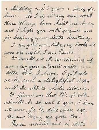 Lot #567 Laura Ingalls Wilder: “I’m glad you like my books and you are right, I am Laura” - Image 2