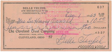 Lot #292 Marina Oswald Check - Image 1