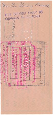 Lot #292 Marina Oswald Check - Image 2