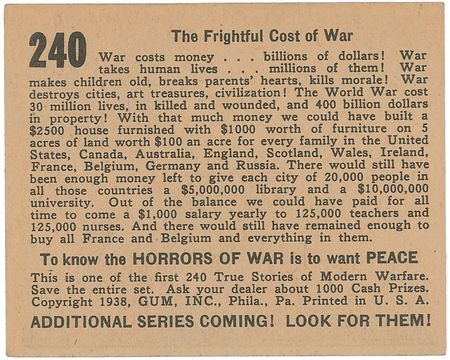 Lot #319 Horrors of War: Rarely seen 1938 Horrors of War complete set, including all short-prints - Image 3