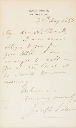 Lot #217 Joseph Lister Handwritten Letter Signed - Image 2