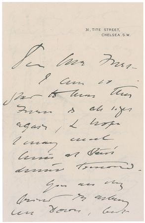 Lot #502 John Singer Sargent Handwritten Letter Signed - Image 1