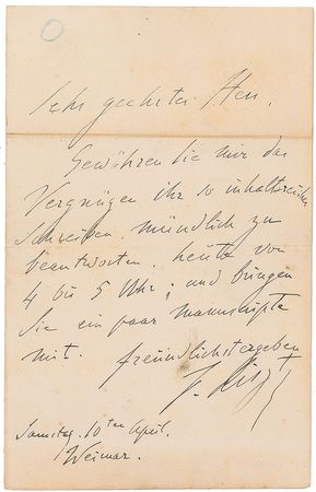 Lot #605 Franz Liszt: Neatly penned by the Hungarian master - Image 1