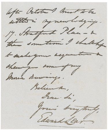 Lot #578 Edward Lear Handwritten Letter Signed - Image 3