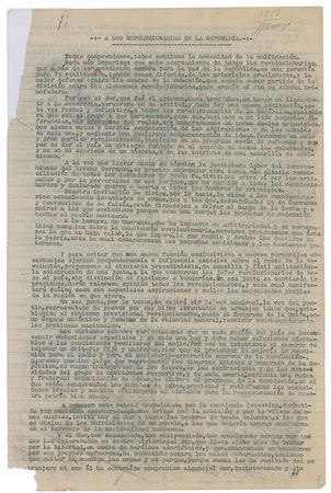 Lot #262 Emiliano Zapata: Zapata?s 1918 manifesto??A Los Revolucionarios de la Republica? - Image 1