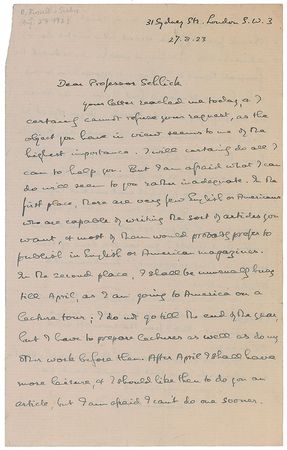 Lot #552 Bertrand Russell - Image 1