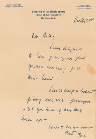 Lot #70 John F. Kennedy: From JFK’s first term in Congress - Image 1