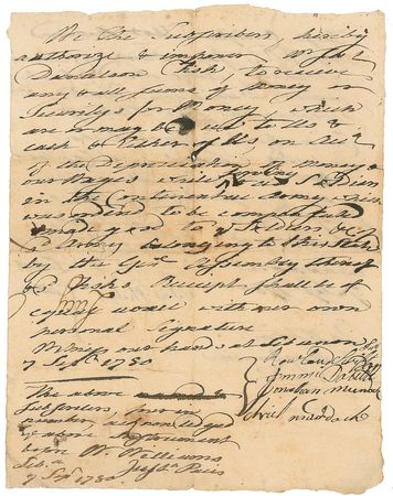 Lot #173 Declaration of Independence: William Williams Signed Document - Image 1