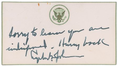 Lot #107 Lyndon B. Johnson Signed Note - Image 1